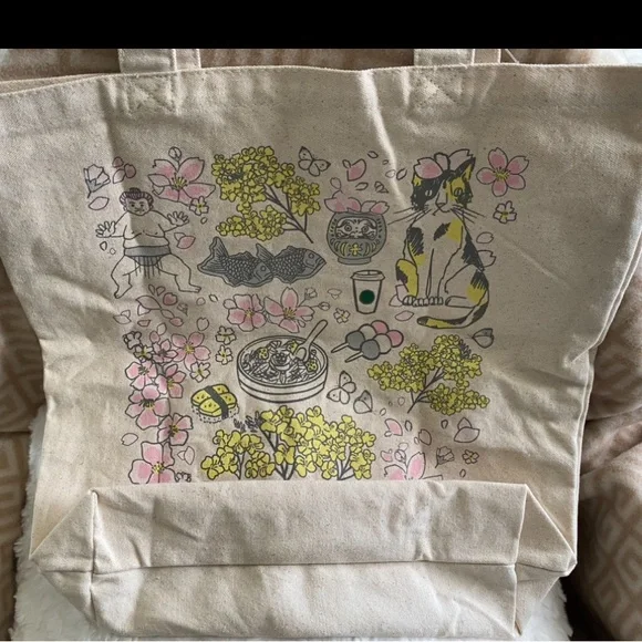 Starbucks Japan exclusive Tote Bag with Pastel Design - Picture 3 of 3